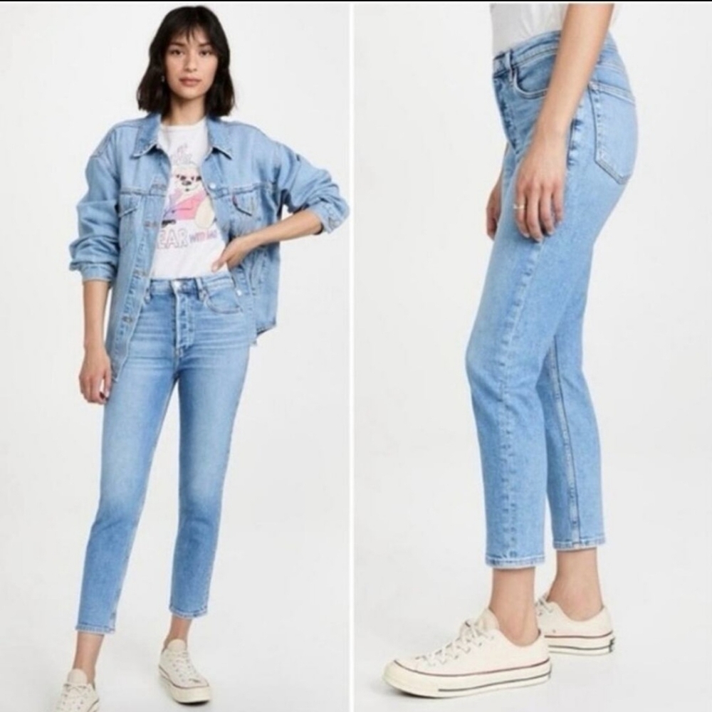 RE/DONE Originals 90s High Rise Ankle Crop in Bright Faded Blue NWT 26